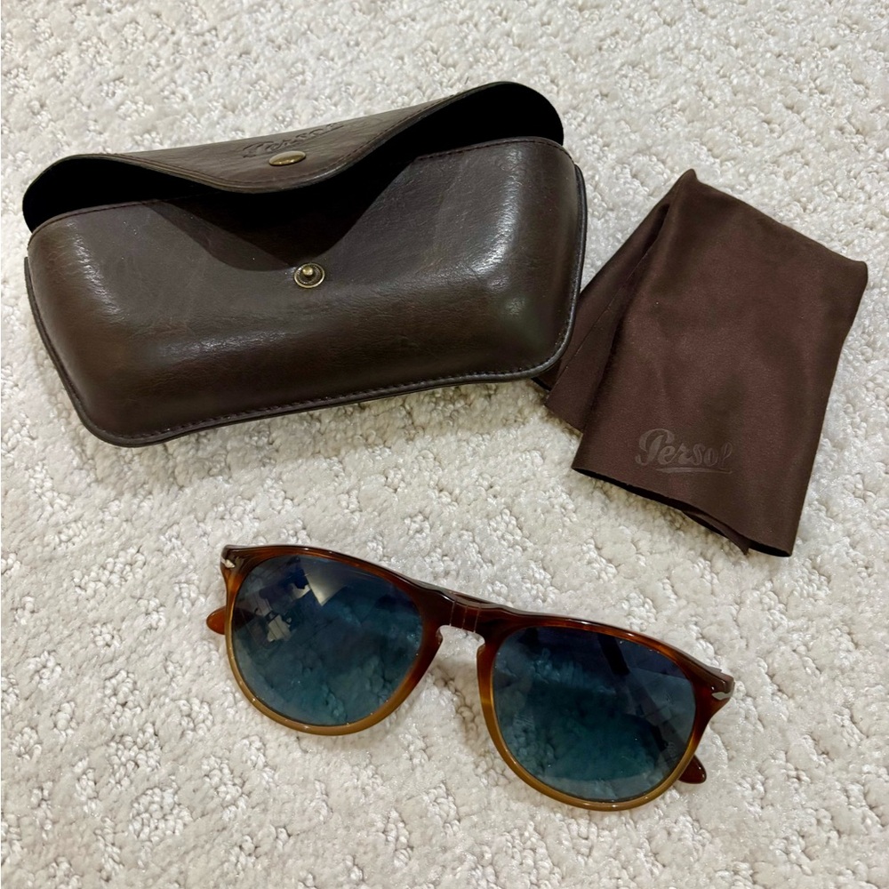 Persol 9649 Tortoise Frame Sunglasses with Blue Gradient Lenses